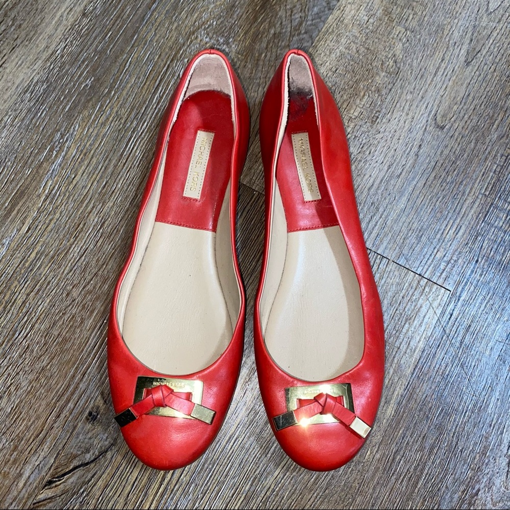 Michael Kors Red Leather Ballerina Flats